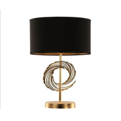Table Lamp Gold And Black Fabric Material (With Shade)
